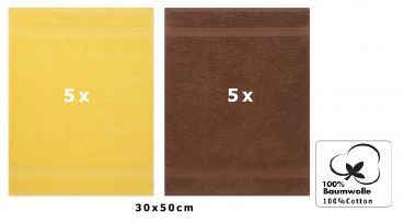 Lot de 10 serviettes d'invités Premium couleur: jaune / marron noisette, qualité 470g/m², 10 serviettes d'invité 30x50 cm en coton de Betz