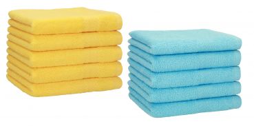 Betz 10 Piece Towel Set PREMIUM 100% Cotton 10 Guest Towels Colour: yellow & turquoise