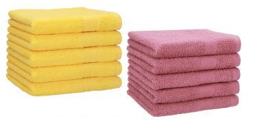 Betz 10 Piece Towel Set PREMIUM 100% Cotton 10 Guest Towels Colour: yellow & old rose