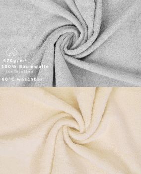 Betz 10 Piece Towel Set PREMIUM 100% Cotton 10 Guest Towels Colour: silver grey & beige