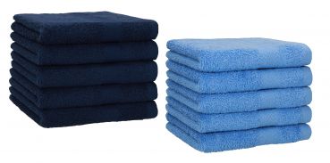 Betz 10 Piece Towel Set PREMIUM 100% Cotton 10 Guest Towels Colour: dark blue & light blue