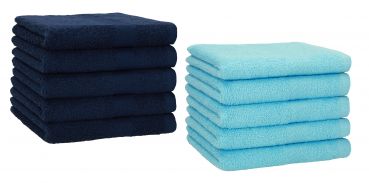 Betz 10 Piece Towel Set PREMIUM 100% Cotton 10 Guest Towels Colour: dark blue & turquoise