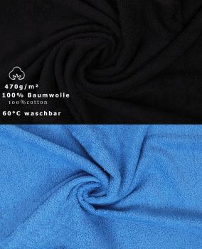 Betz 10 Piece Towel Set PREMIUM 100% Cotton 10 Guest Towels Colour: black & light blue