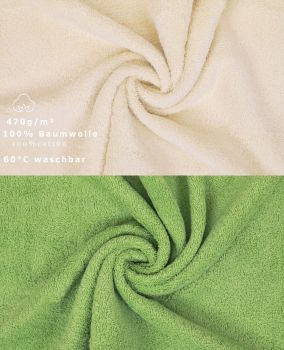 Betz 10 Stück Gästehandtücher PREMIUM 100%Baumwolle Gästetuch-Set 30x50 cm Farbe beige und apfel-grün