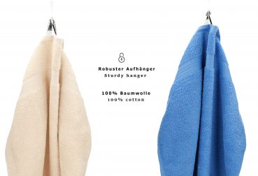 Set di 10 asciugamani per ospiti PREMIUM, colore: beige e azzurro, misura:  30 x 50 cm