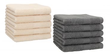 Lot de 10 serviettes d'invités Premium couleur: gris anthracite & beige, taille 30 x 50 cm