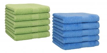 Set di 10 asciugamani per ospiti PREMIUM, colore: verde mela e azzurro, misura:  30 x 50 cm