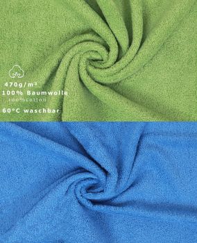 Betz 10 Stück Gästehandtücher PREMIUM 100%Baumwolle Gästetuch-Set 30x50 cm Farbe apfelgrün und hellblau