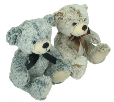 Betz Plüschtier Set KLEINE TEDDYS 2 Stück Plüschtiere Kuscheltiere Stofftiere Farbe grau und braun