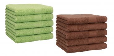 Lot de 10 serviettes d'invités Premium couleur: vert pomme & noisette, taille 30 x 50 cm