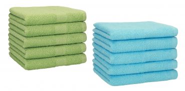 Betz 10 Piece Towel Set PREMIUM 100% Cotton 10 Guest Towels Colour: apple green & turquoise
