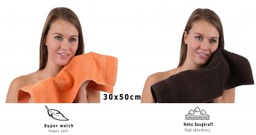 Betz 10 Stück Gästehandtücher PREMIUM 100%Baumwolle Gästetuch-Set 30x50 cm Farbe orange und dunkelbraun