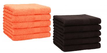 Betz 10 Stück Gästehandtücher PREMIUM 100%Baumwolle Gästetuch-Set 30x50 cm Farbe orange und dunkelbraun