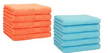 Betz 10 Piece Towel Set PREMIUM 100% Cotton 10 Guest Towels Colour: orange & turquoise