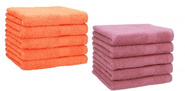 Betz 10 Piece Towel Set PREMIUM 100% Cotton 10 Guest Towels Colour: orange & old rose