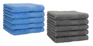 Betz 10 Piece Towel Set PREMIUM 100% Cotton 10 Guest Towels Colour: light blue & anthracite