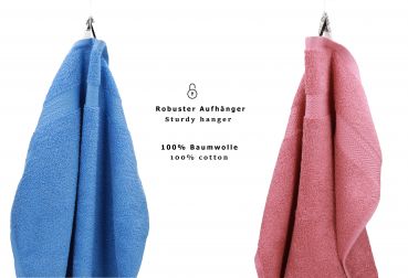Betz 10 Toallas para invitados PREMIUM 100% algodón 30x50cm en azul claro y rosa