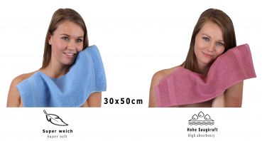 Set di 10 asciugamani per ospiti PREMIUM, colore: azzurro e rosa antico, misura:  30 x 50 cm