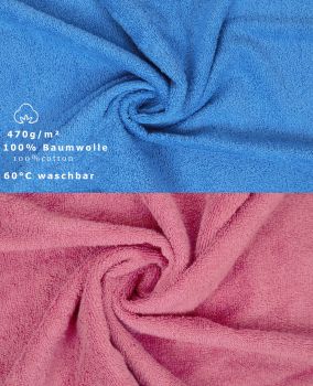 Set di 10 asciugamani per ospiti PREMIUM, colore: azzurro e rosa antico, misura:  30 x 50 cm