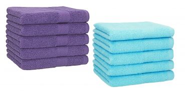 Betz 10 Piece Towel Set PREMIUM 100% Cotton 10 Guest Towels Colour: purple & turquoise