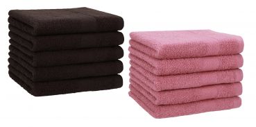 Betz 10 Toallas para invitados PREMIUM algodón 30x50cm en marrón oscuro y rosa