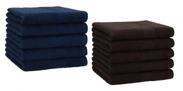 Betz 10 Toallas para invitados PREMIUM algodón 30x50cm en azul marino y marrón oscuro
