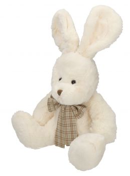 Betz Peluche conejito con pañuelo a cuandros de color beige  tamaño 37cm