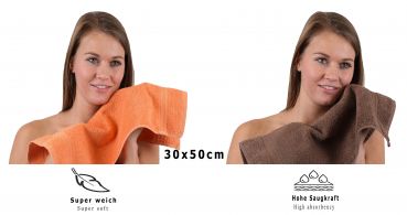 Betz 10 Stück Gästehandtücher PREMIUM 100%Baumwolle Gästetuch-Set 30x50 cm Farbe orange und nussbraun