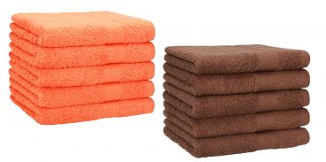 Betz 10 Stück Gästehandtücher PREMIUM 100%Baumwolle Gästetuch-Set 30x50 cm Farbe orange und nussbraun