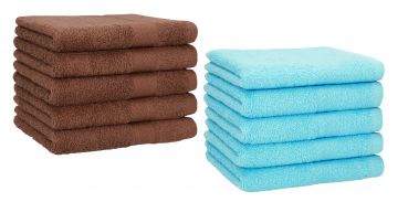 Betz 10 Piece Towel Set PREMIUM 100% Cotton 10 Guest Towels Colour: hazel & turquoise