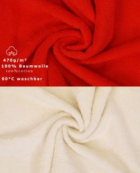 Betz Paquete de 10 piezas de toalla facial PREMIUM tamaño 30x30cm 100% algodón en rojo y beige