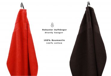 Lot de 10 serviettes débarbouillettes Premium couleur: rouge & marron foncé, taille: 30x30 cm de Betz