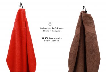 Betz 10 Stück Seiftücher PREMIUM 100% Baumwolle Seiflappen Set 30x30 cm Farbe rot und nussbraun