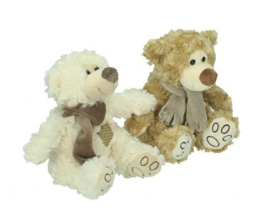 Betz lot de 2 peluches douces de 17 cm motif OURSONS marron et crème