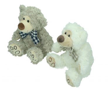 Betz lot de 2 peluches douces de 17 cm motif OURSONS blanc et gris