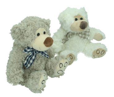 Betz lot de 2 peluches douces de 17 cm motif OURSONS blanc et gris