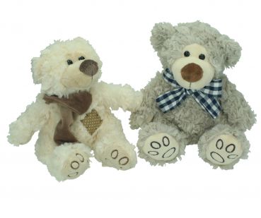 Betz 2 Piece Plush Toy Set Cuddly Toys "Teddy Bears" Colour: grey & cream