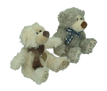 Betz 2 Piece Plush Toy Set Cuddly Toys "Teddy Bears" Colour: grey & cream