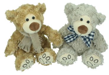 Betz 2 Piece Plush Toy Set Cuddly Toys "Teddy Bears" Colour: grey & brown
