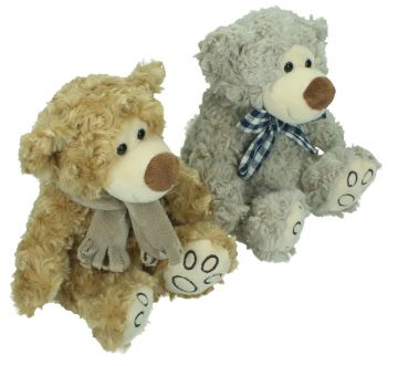 Betz lot de 2 peluches douces de 17 cm motif OURSONS marron et gris