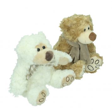 Betz lot de 2 peluches douces de 17 cm motif OURSONS marron et blanc