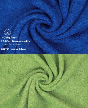 Betz 10 Stück Seiftücher PREMIUM 100% Baumwolle Seiflappen Set 30x30 cm Farbe royalblau und apfelgrün