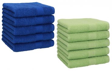 Betz Paquete de 10 piezas de toalla facial PREMIUM tamaño 30x30cm 100% algodón en azul marino y verde manzana