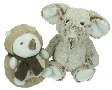 Betz 2 Piece Plush Toy Set Cuddly Toys "Hedgehog & Elephant"