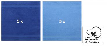 Betz 10 Stück Seiftücher PREMIUM 100% Baumwolle Seiflappen Set 30x30 cm Farbe royalblau und hellblau