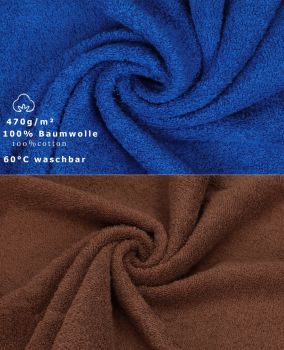 Betz 10 Stück Seiftücher PREMIUM 100% Baumwolle Seiflappen Set 30x30 cm Farbe royalblau und nuss