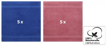 Betz 10 Stück Seiftücher PREMIUM 100% Baumwolle Seiflappen Set 30x30 cm Farbe royalblau und altrosa