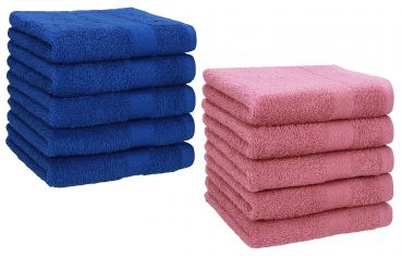 Lot de 10 serviettes débarbouillettes Premium couleur: bleu royal & vieux rose, taille: 30x30 cm de Betz