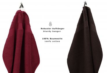 Betz 10 Piece Towel Set PREMIUM 100% Cotton 10 Face Cloths Colour: dark red & dark brown