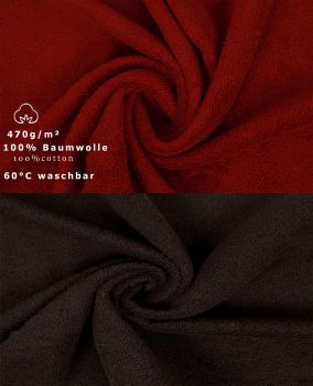 Betz 10 Piece Towel Set PREMIUM 100% Cotton 10 Face Cloths Colour: dark red & dark brown